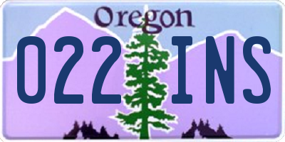 OR license plate 022INS