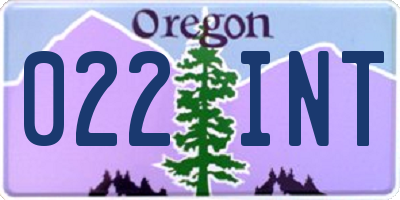 OR license plate 022INT