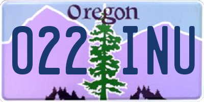 OR license plate 022INU