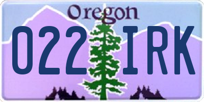 OR license plate 022IRK