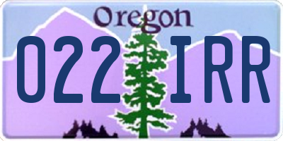 OR license plate 022IRR