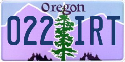 OR license plate 022IRT