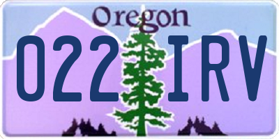 OR license plate 022IRV