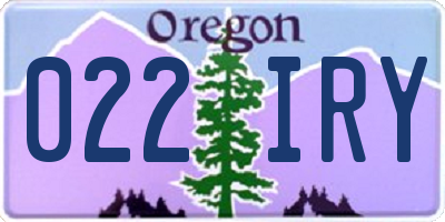 OR license plate 022IRY