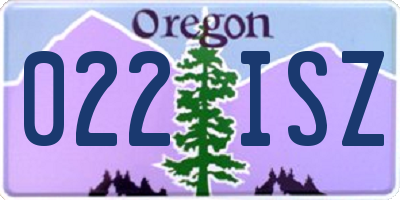 OR license plate 022ISZ