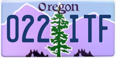 OR license plate 022ITF