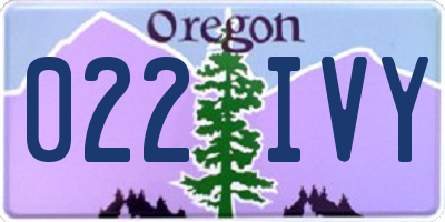 OR license plate 022IVY