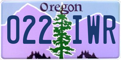 OR license plate 022IWR
