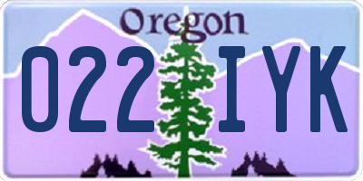 OR license plate 022IYK