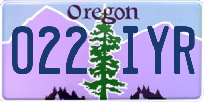 OR license plate 022IYR