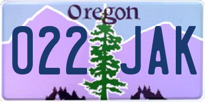 OR license plate 022JAK