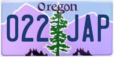 OR license plate 022JAP