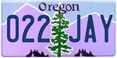 OR license plate 022JAY