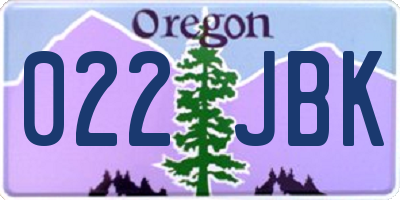 OR license plate 022JBK