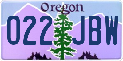 OR license plate 022JBW