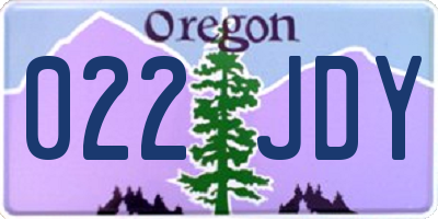OR license plate 022JDY