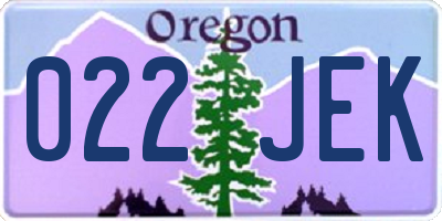 OR license plate 022JEK