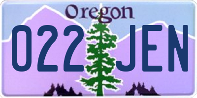 OR license plate 022JEN