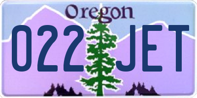 OR license plate 022JET