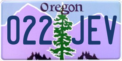 OR license plate 022JEV
