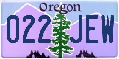 OR license plate 022JEW