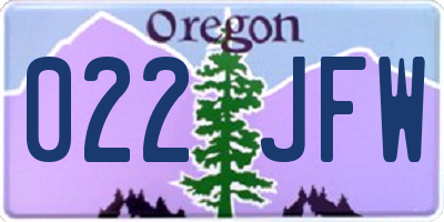 OR license plate 022JFW