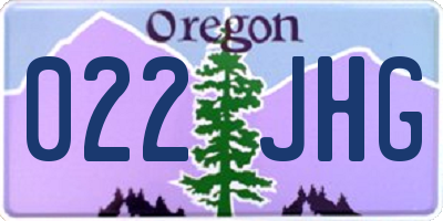 OR license plate 022JHG