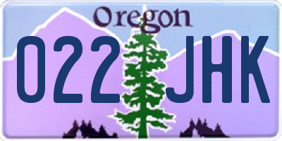 OR license plate 022JHK