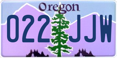 OR license plate 022JJW