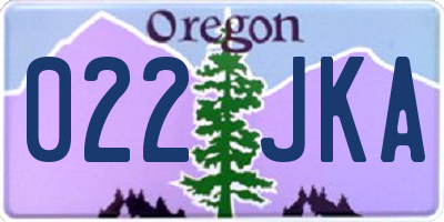 OR license plate 022JKA