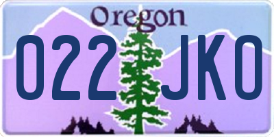 OR license plate 022JKO
