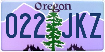 OR license plate 022JKZ