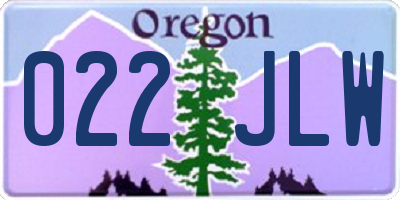 OR license plate 022JLW