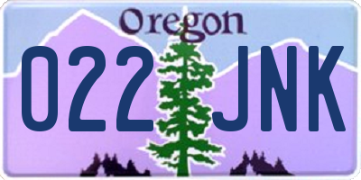 OR license plate 022JNK