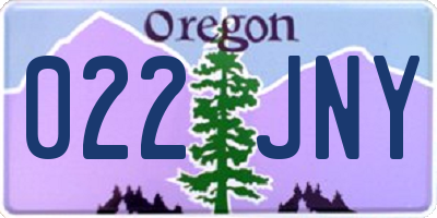 OR license plate 022JNY