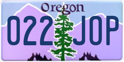 OR license plate 022JOP
