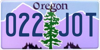 OR license plate 022JOT