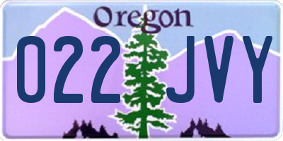 OR license plate 022JVY
