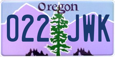 OR license plate 022JWK