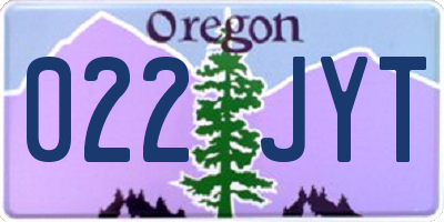 OR license plate 022JYT