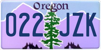 OR license plate 022JZK