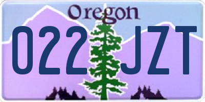OR license plate 022JZT