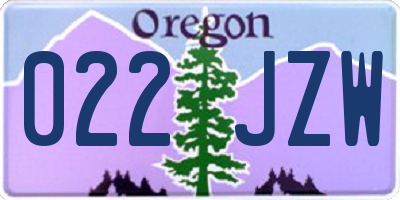 OR license plate 022JZW