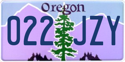 OR license plate 022JZY