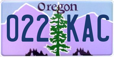 OR license plate 022KAC