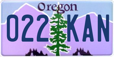 OR license plate 022KAN