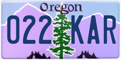 OR license plate 022KAR