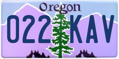 OR license plate 022KAV