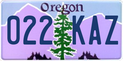 OR license plate 022KAZ