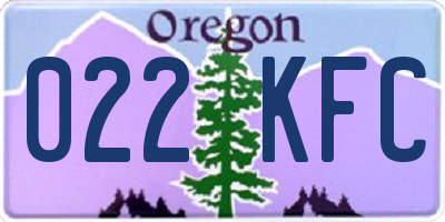 OR license plate 022KFC